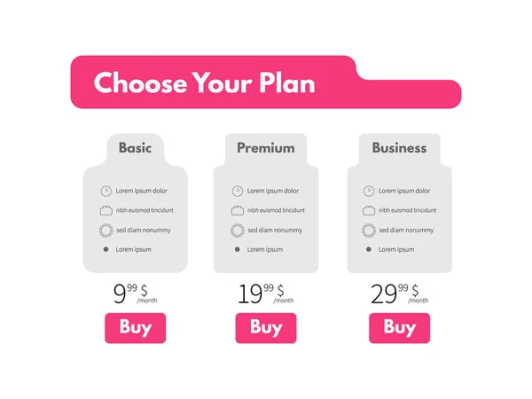 Bright pricing table in flat style. Design element for website. Vector template — Stock Vector