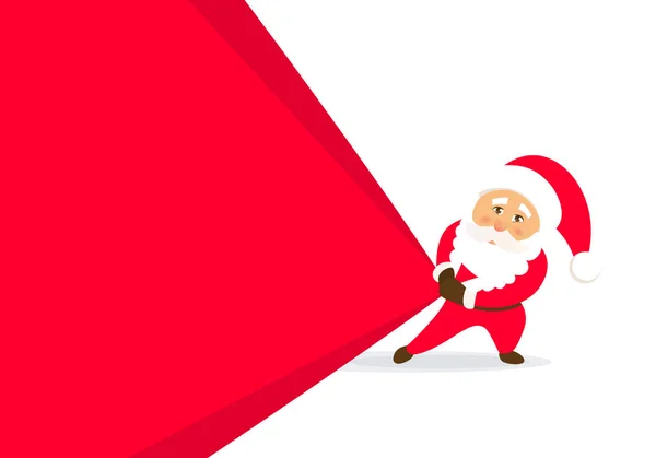 Cute Santa Claus with bag. Christmas vector icon. — Stock Vector