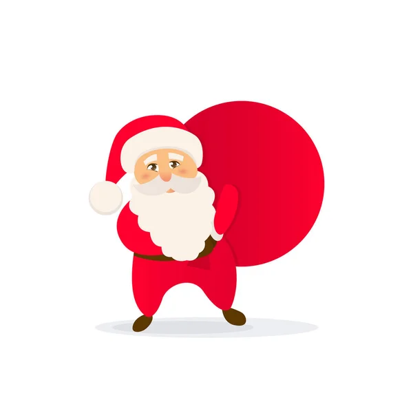 Papai Noel bonito com saco. Ícone vetor Natal . — Vetor de Stock