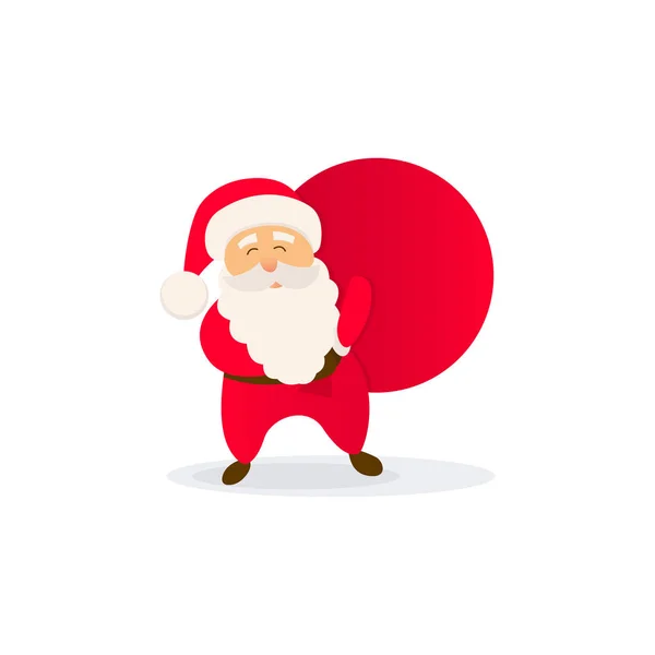 Schattige Kerstman met zak. Kerst vector pictogram. — Stockvector