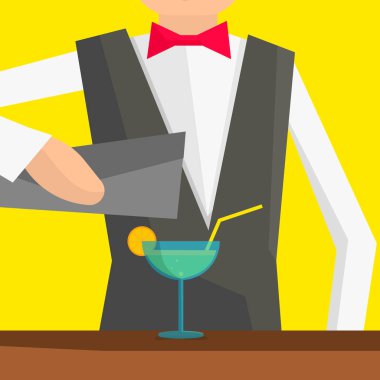 Barmen bardağa kokteyl dolduruyor.. 