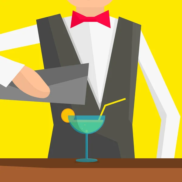 Barman sirviendo un cóctel en un vaso. — Archivo Imágenes Vectoriales
