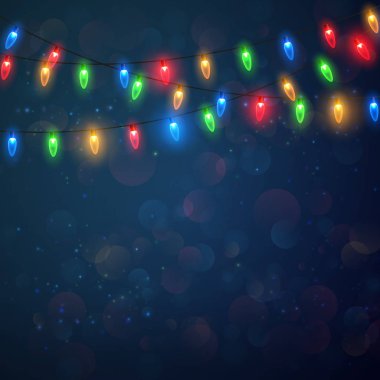 Noel ışıkları. Renkli Xmas çelengi. 