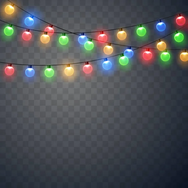 Luces de Navidad. Guirnalda de Navidad colorida . — Vector de stock