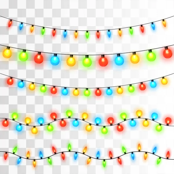 Christmas lights. Colorful Xmas garland. — Stock Vector