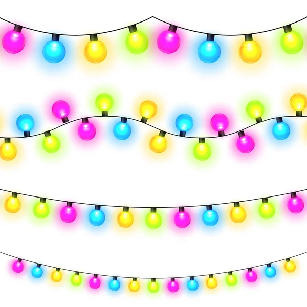 Luces de Navidad. Guirnalda de Navidad colorida . — Vector de stock