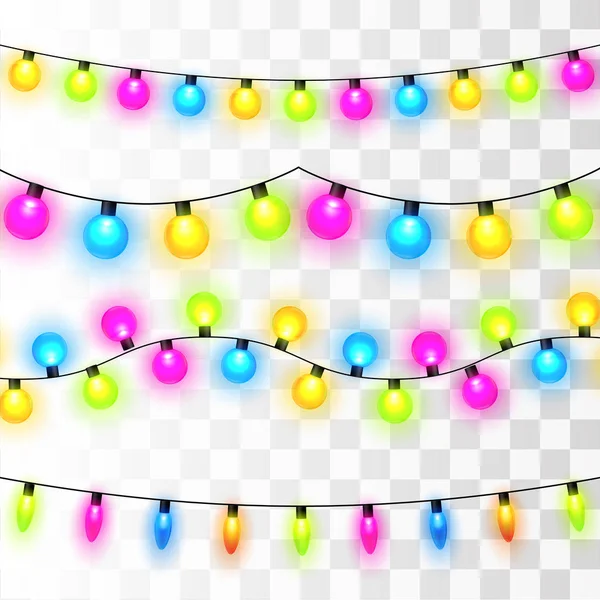 Luces de Navidad. Guirnalda de Navidad colorida . — Vector de stock