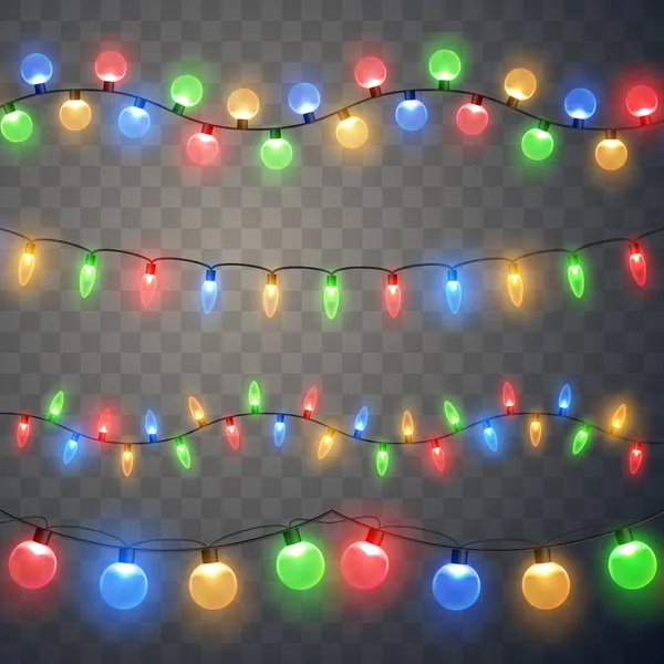 Lumières de Noël. Guirlande de Noël colorée . — Image vectorielle