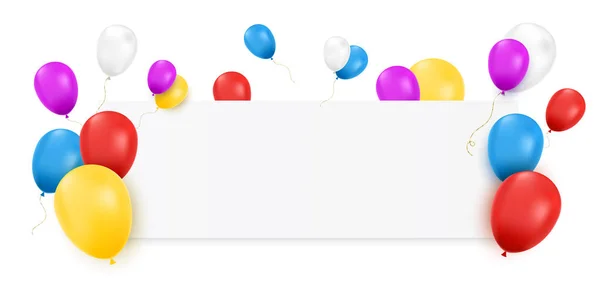 Bannière vierge avec ballons de couleur — Image vectorielle