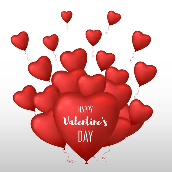 Valentines day background with Heart Shaped Balloons. — Stock Vector