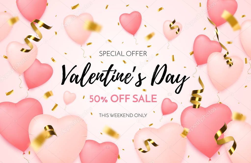 Valentines day sale background. Discount offer.