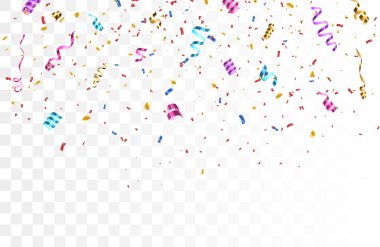 Saydam arka plan üzerinde izole renkli parlak konfeti. Vektör çizim