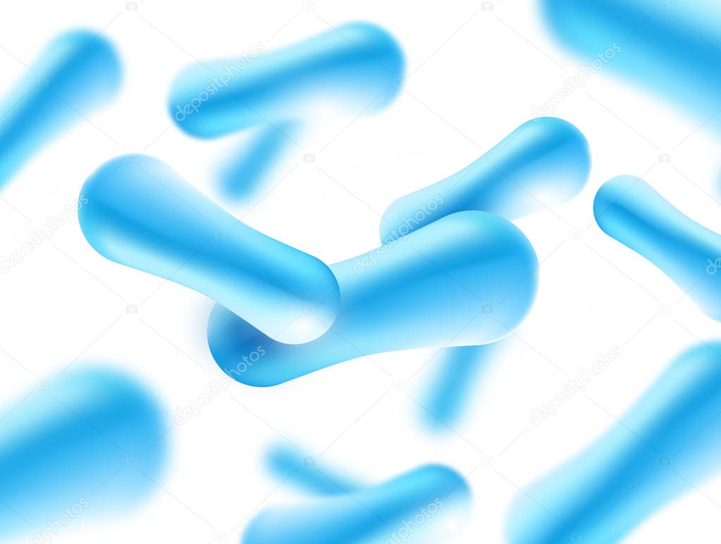 Microscopic bacteria closeup. Probiotics Vector illustration. 