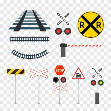 Railway signs set isolated on transparent background. Vector eps10.  clipart