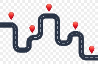 Yola gidiyoruz. Yol Infographic PIN göstergesi ile. 