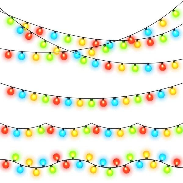 Christmas lights. Colorful Xmas garland. — Stock Vector