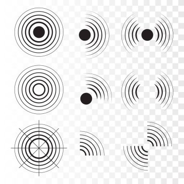 Set of radar icons. Sonar sound waves. Vector  clipart