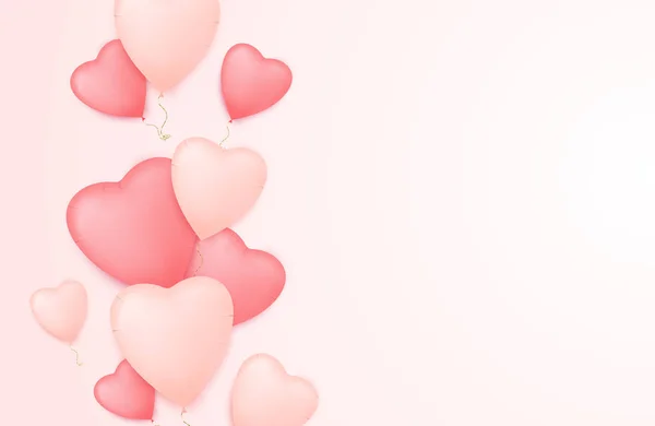 Фон ко Дню Святого Валентина с воздушными шарами сердца — стоковый вектор