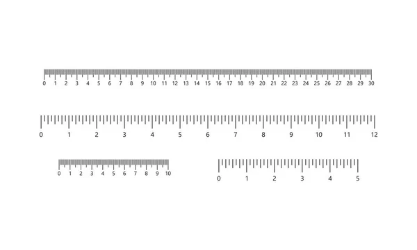 Rulers set, pulgadas y centímetros. Escala de medición . — Archivo Imágenes Vectoriales
