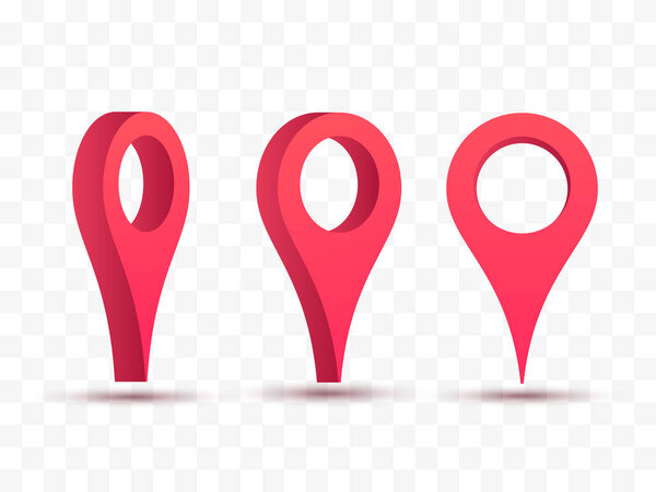 Pointers set. Vector illustration of 3d map pins.