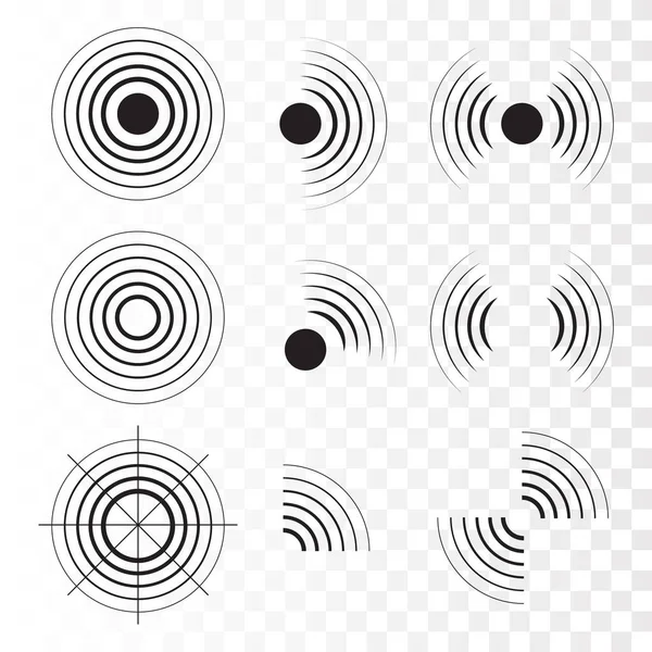 Set of radar icons. Sonar sound waves. Vector — Stock Vector