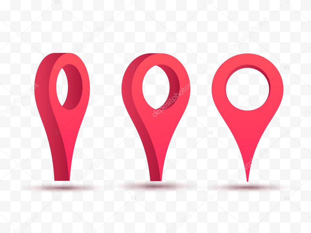 Pointers set. Vector illustration of 3d map pins.