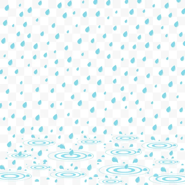 Rain with water splashes. Water drops. Vector — Stock Vector