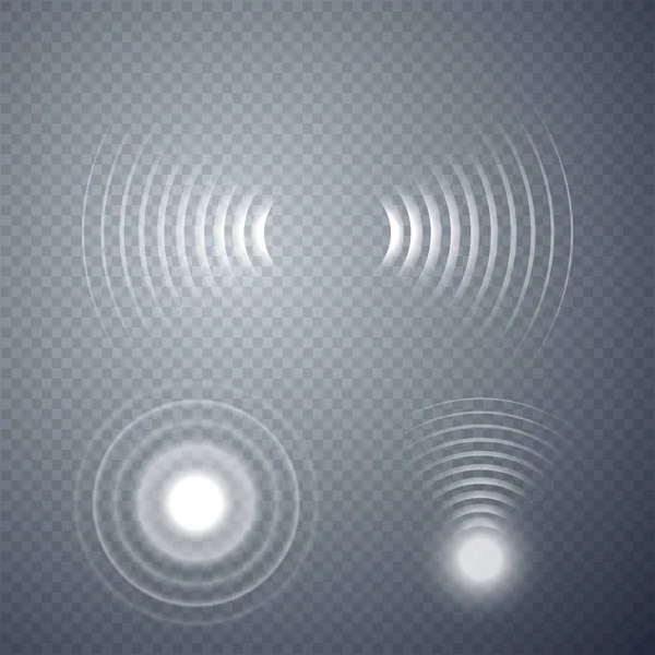 Conjunto de ondas sonares brilhantes. Ilustração vetorial — Vetor de Stock