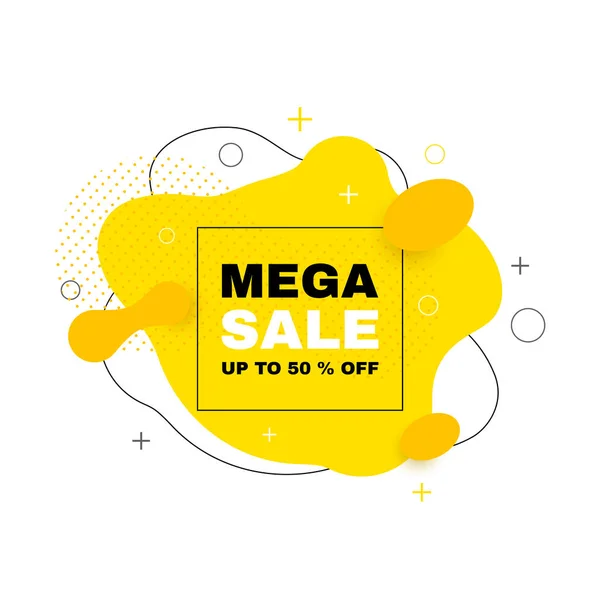 Banner de venta en diseño de moda con formas abstractas composición. Mega Venta vector de fondo . — Vector de stock