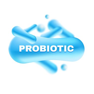 Probiyotik bakteri vektör çizim. Mikroskobik bakteri