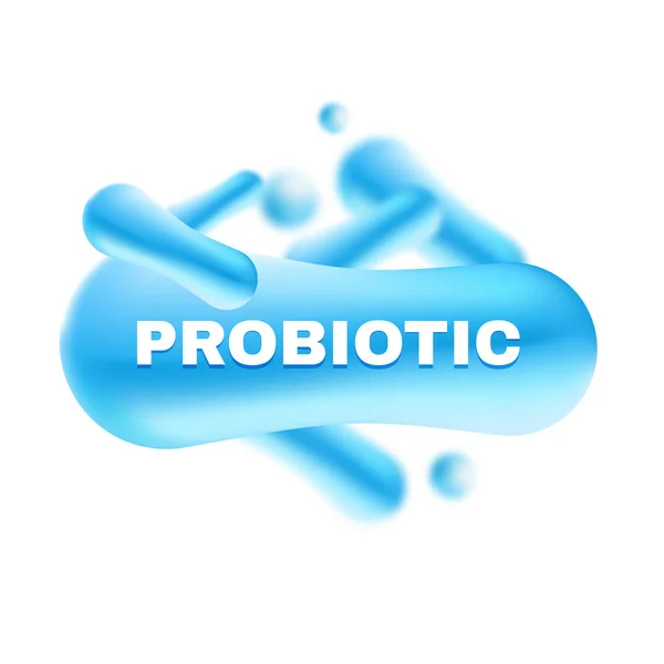 Probióticos Bactérias Ilustração vetorial. Bactéria microscópica —  Vetores de Stock