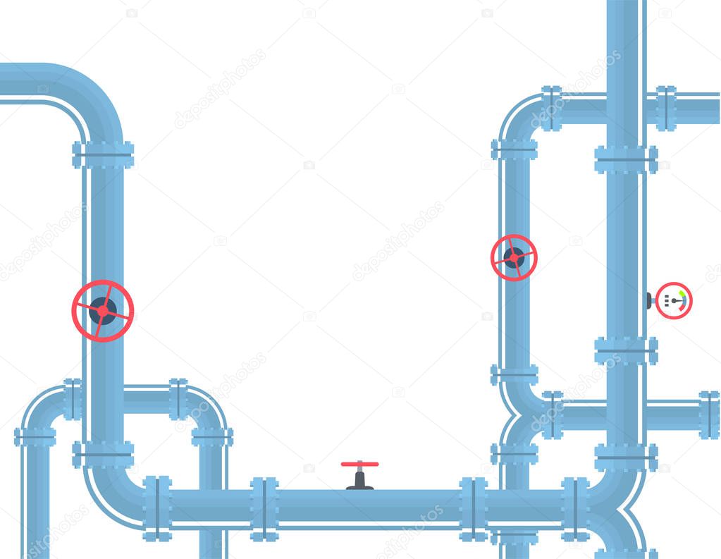 Pipeline industrial background with gas pipes and valves. 