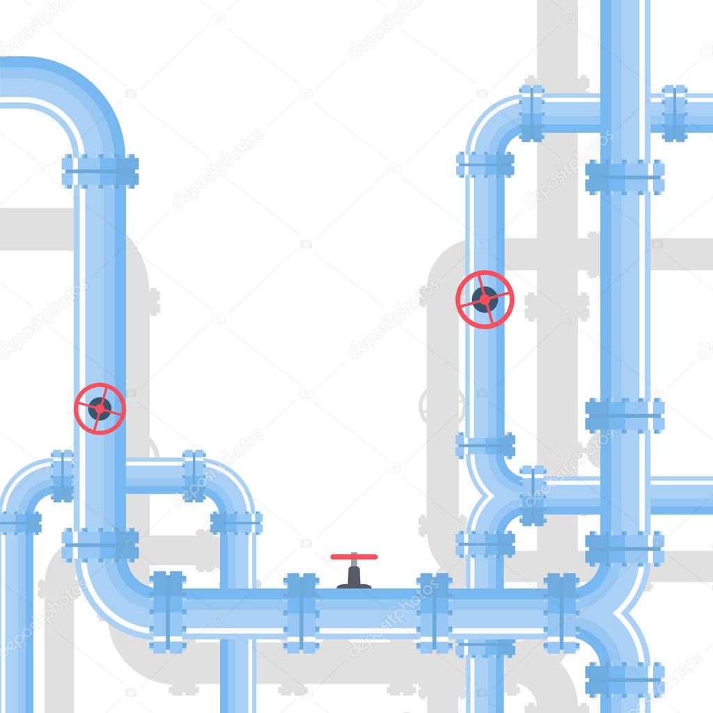 Pipeline industrial background with gas pipes and valves. 