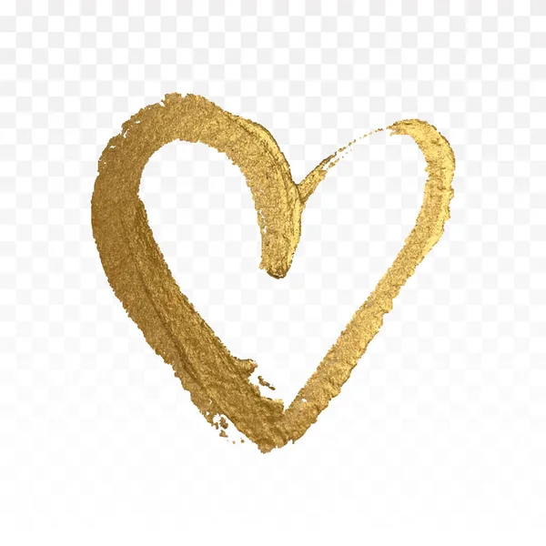 Zlaté třpyto srdce izolované na bílém. — Stockový vektor