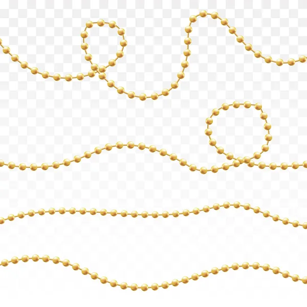 Mardigras Perlen aus Gold. Vektor — Stockvektor