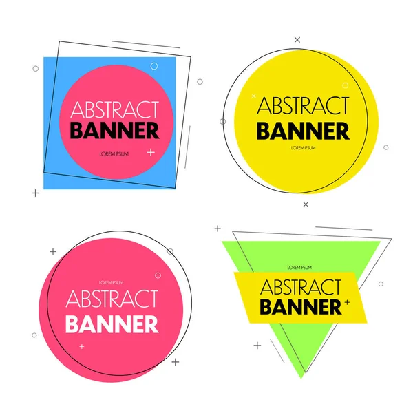 Geometriska banners. Promo-etiketter. Geometriska former — Stock vektor