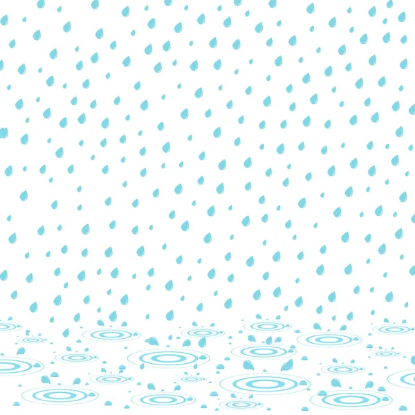 Rain illustration with water splashes — Stock Vector