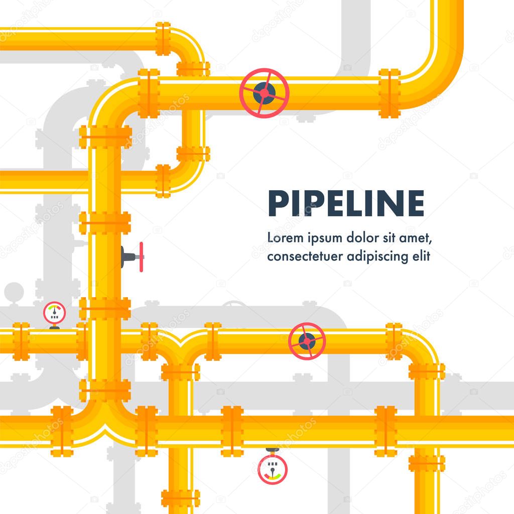 Pipeline background. Gas or oil pipes