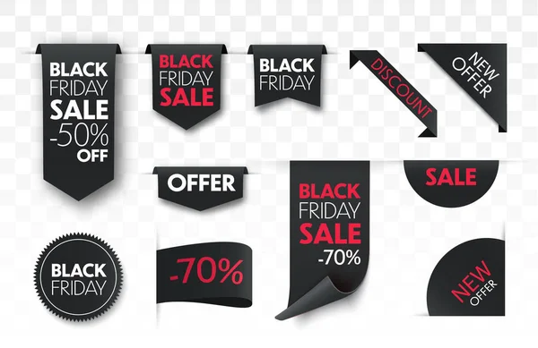 Black friday sale ribbon banners — Stock Vector