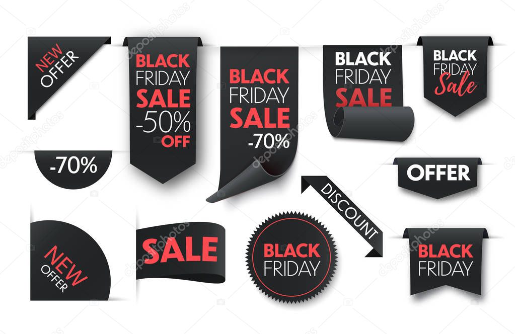 Black friday sale ribbon banners