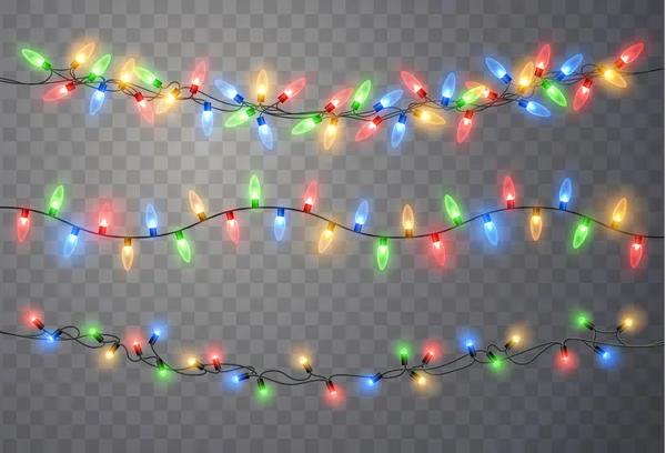 Luces de Navidad. Cadena de Navidad — Vector de stock