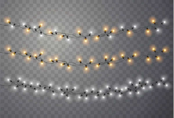 Vánoční světla. Garland lehké žárovky — Stockový vektor