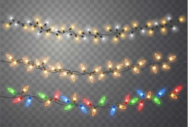 Vánoční světla. Řetězec Xmas — Stockový vektor