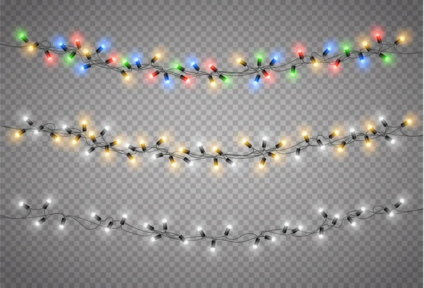 Lumières de Noël. Chaîne de Noël — Image vectorielle