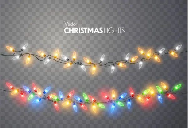 Karácsonyi fények. Xmas-karakterlánc — Stock Vector