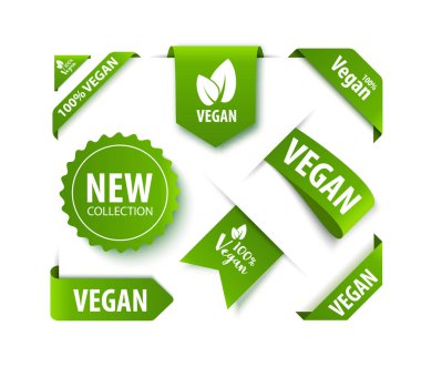 Vegan foof vektör etiketleri. 
