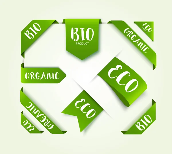 Eco organic vector labels tags. — Stock Vector