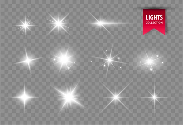 Brillan estrellas brillantes. Luces vectoriales — Vector de stock