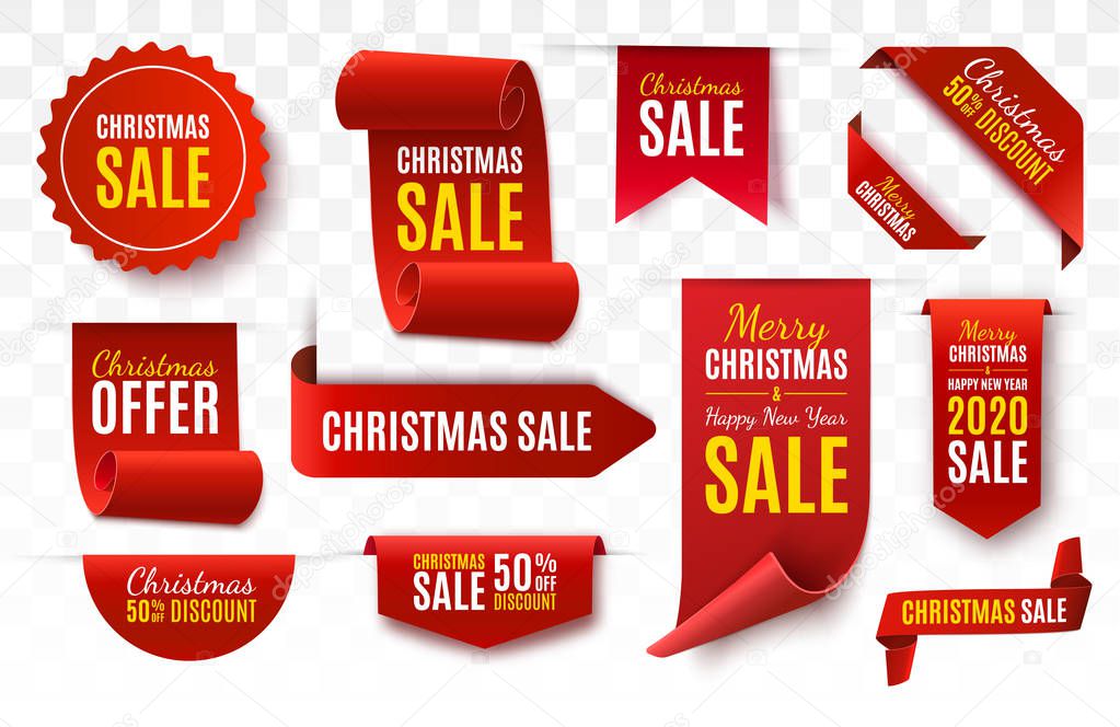 Christmas Sale Tags. Vector banner
