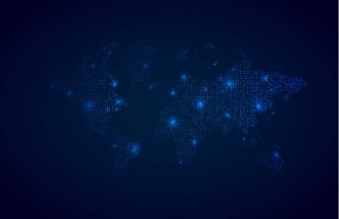 Glowing world map vector background